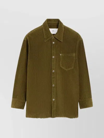 AMI ALEXANDRE MATTIUSSI OVERSHIRT WITH CHEST POCKET AND LONG SLEEVES