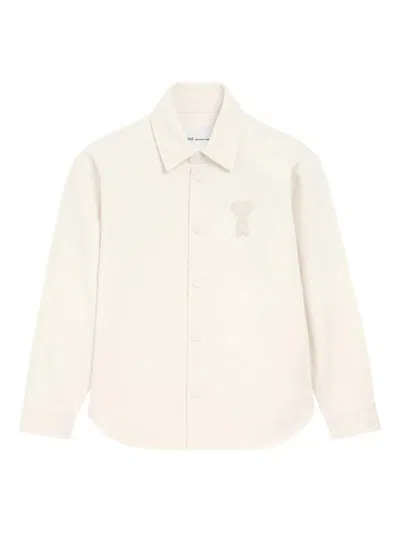 Ami Alexandre Mattiussi Men & Apos;s Crochet Ami De Coeur White Denim Overshirt