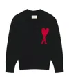 Ami Alexandre Mattiussi Ami Paris Wool Sweater With Heart Intarsia Design In Black