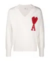 Ami Alexandre Mattiussi Oversize Ami De Coeur V-neck Jumper In White