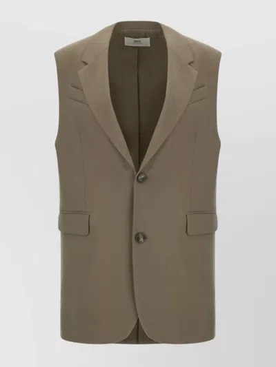 AMI ALEXANDRE MATTIUSSI OVERSIZE LONG VEST FLAP POCKETS