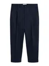 Ami Alexandre Mattiussi Ami Cropped Navy Blue Trousers With Flap And Slash Pockets In Blue