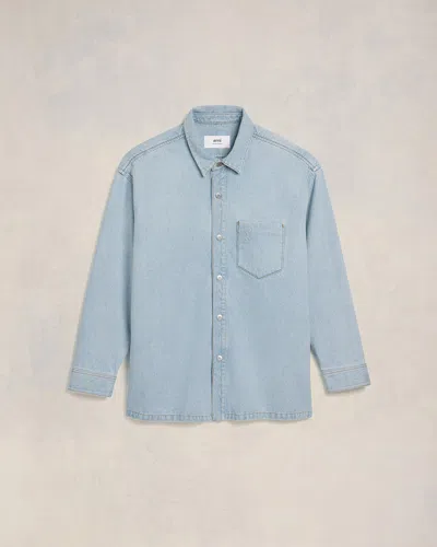 AMI ALEXANDRE MATTIUSSI OVERSIZED AMI DE COEUR OVERSHIRT BLUE