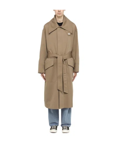 Ami Alexandre Mattiussi Oversized Belted Trench Coat In Brown