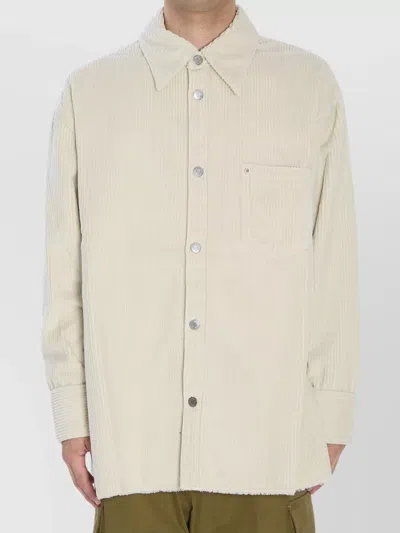 Ami Alexandre Mattiussi Ami Paris Men Corduroy Velvet Overshirt In White
