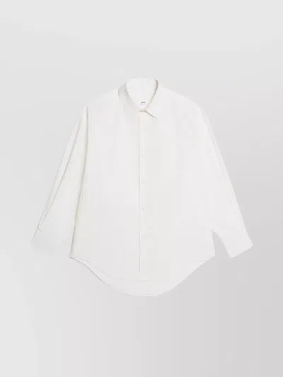 Ami Alexandre Mattiussi Oversized Cotton Shirt With Chest Pocket In Natural White