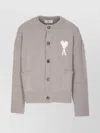 Ami Alexandre Mattiussi Oversized Crewneck Cardigan Front Pockets In Gray