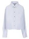 Ami Alexandre Mattiussi Blue Cotton Button-down Cropped Oversized Shirt In Blue