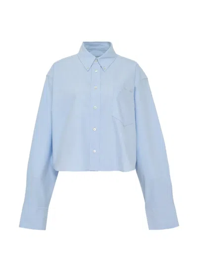 Ami Alexandre Mattiussi Blue Cotton Ami De Coeur Cropped Oversized Shirt Blue