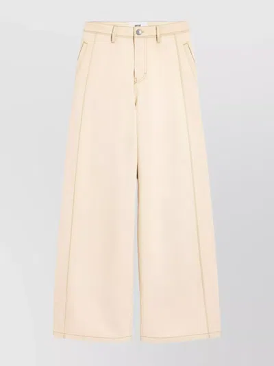 Ami Alexandre Mattiussi Ami Paris Women Super Wide Denim Jeans In Neutral