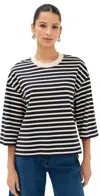 Ami Alexandre Mattiussi Ami Paris Striped T-shirt In Navy Blue/white Cream