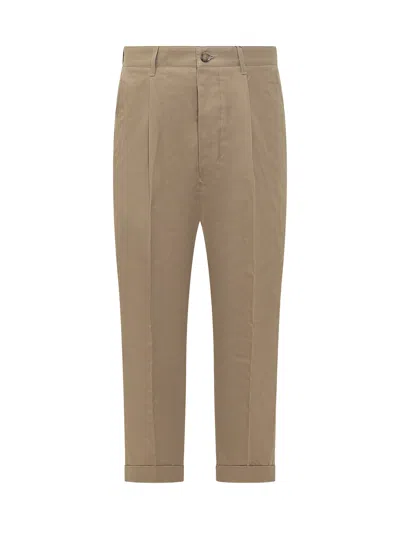 Ami Alexandre Mattiussi Oversized Trousers With Pleats In Beige Taupe