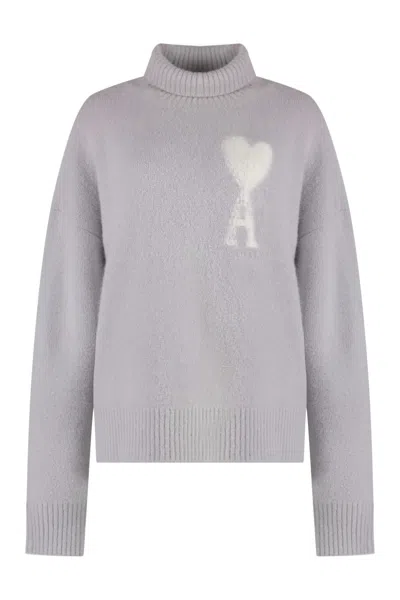 Ami Alexandre Mattiussi Oversized Turtleneck Sweater In Grey