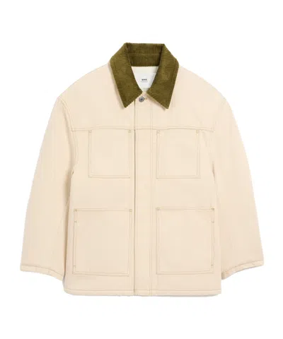 AMI ALEXANDRE MATTIUSSI PADDED COTTON TWILL WORK JACKET