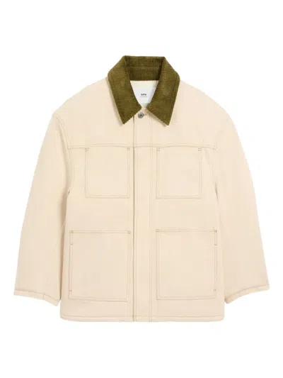 Ami Alexandre Mattiussi Padded Cotton Worker Jacket In Neutral