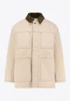 Ami Alexandre Mattiussi Denim Jacket With Adjustable Cuffs And Pockets In Brown