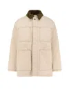Ami Alexandre Mattiussi Denim Jacket With Adjustable Cuffs And Pockets In Neutral