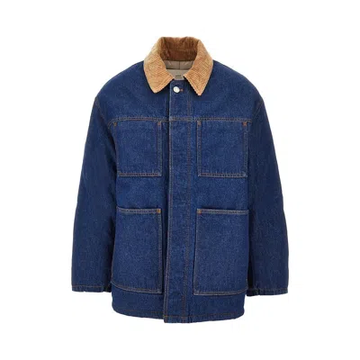 Ami Alexandre Mattiussi Padded Denim Worker Jacket In Blue