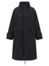 Ami Alexandre Mattiussi Long Grey Polyamide Jacket With Adjustable Hood And Flap Pockets In Black
