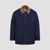 Ami Alexandre Mattiussi Dark Denim Jacket With Brown Corduroy Collar In Black