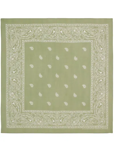 Ami Alexandre Mattiussi Ami Paris Paisley Logo Printed Straight Hem Scarf In Green