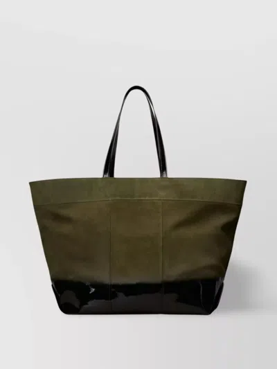 Ami Alexandre Mattiussi Panelled Two-tone Shopper Tote Bag In Green