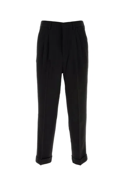 AMI ALEXANDRE MATTIUSSI PANTALONE IN TWILL NERO  UOMO