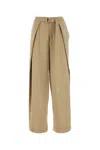 Ami Alexandre Mattiussi Ami Paris Beige Viscose Blend Wide-leg Pant In Beige O Tan