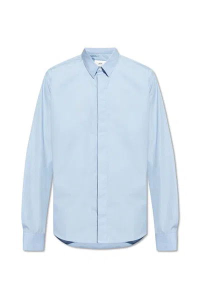 Ami Alexandre Mattiussi Paris Concealed Fastened Shirt In Cashmere Blue