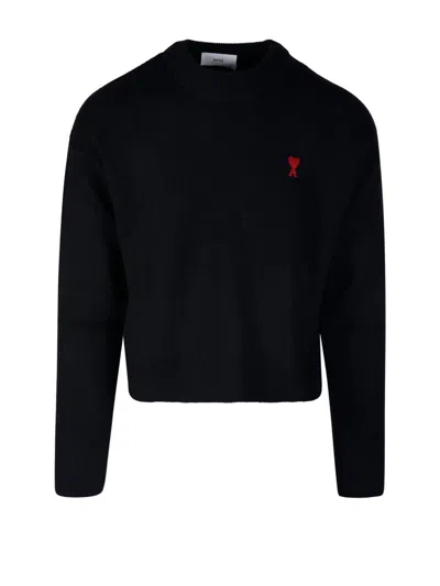 AMI ALEXANDRE MATTIUSSI PARIS DE COEUR LOGO EMBROIDERED KNITTED JUMPER