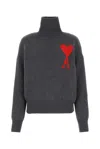 Ami Alexandre Mattiussi Ami Paris Grey Turtleneck Sweater Ami De Coeur Men In Gray