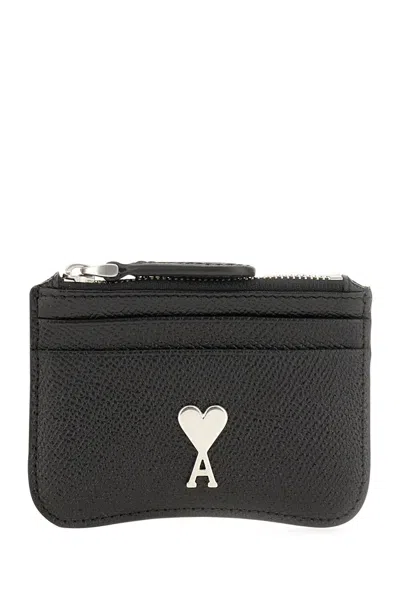 Ami Alexandre Mattiussi Paris De Coeur Zip-up Cardholder In Grey
