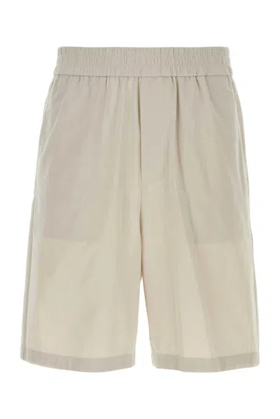 Ami Alexandre Mattiussi Paris Elasticated Waistband Bermuda Shorts In Beige