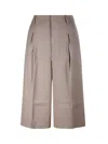 Ami Alexandre Mattiussi Paris Faille High Waisted Knee-length Shorts In Lighttaupe