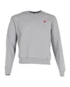 Ami Alexandre Mattiussi Paris Logo Embroidered Crewneck Sweatshirt In Heather Grey Cotton In Gray
