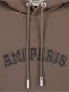 Ami Alexandre Mattiussi Paris Logo Hoodie In Brown