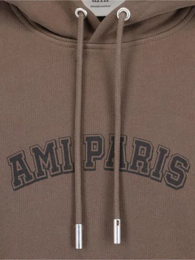 Ami Alexandre Mattiussi Paris Logo Hoodie In Brown