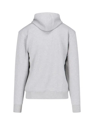 Ami Alexandre Mattiussi "paris" Logo Hoodie In Gray