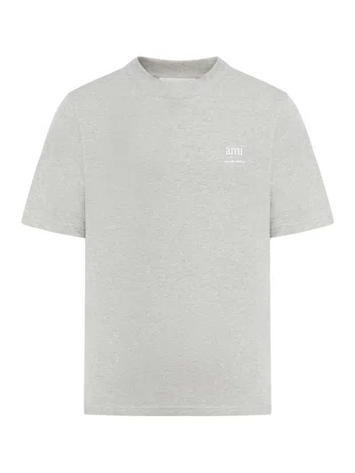 Ami Alexandre Mattiussi Paris Logo Printed Crewneck T-shirt In Grey