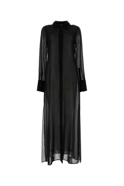 Ami Alexandre Mattiussi Paris Long-sleeved Shirt Dress In Black