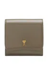 Ami Alexandre Mattiussi Grey Glazed Leather Paris Paris Compact Wallet Grey In Brown