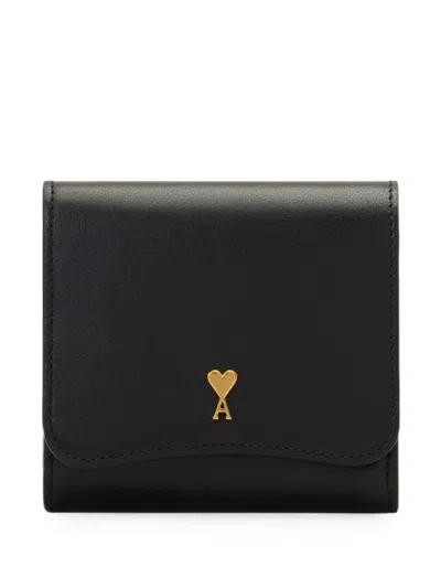 Ami Alexandre Mattiussi Paris Paris Cowhide Leather Compact Wallet In ブラック