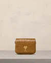 Ami Alexandre Mattiussi Paris Paris Embossed Leather Shoulder Bag In Bronze