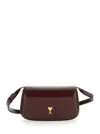 Ami Alexandre Mattiussi Paris Paris Bordeaux Crossbody Bag With Adc Patch On The Front In Leather Woman In Brown