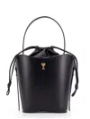Ami Alexandre Mattiussi Black Leather Mini Paris Paris Bucket Bag In Black