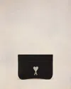 Ami Alexandre Mattiussi Black Paris Paris Card Holder In Black/ Vibrated Silver