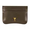 Ami Alexandre Mattiussi Paris Paris Cardholder - Leather - Khaki In Green