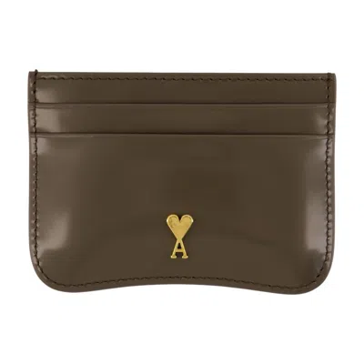 Ami Alexandre Mattiussi Paris Paris Cardholder - Leather - Khaki In Green