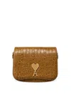 Ami Alexandre Mattiussi Paris Paris Embossed Leather Shoulder Bag In Brown