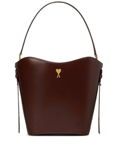Ami Alexandre Mattiussi Paris Paris Leather Bucket Bag In Burgundy